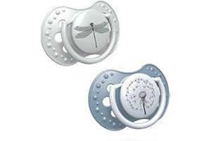 LOVI Redify 2X Baby Silicone Soother 18+ Months | Pack of 2 | Hygenic Cover | Dynamic Tip | Enables Free Breathing | Botanic Collection | Grey