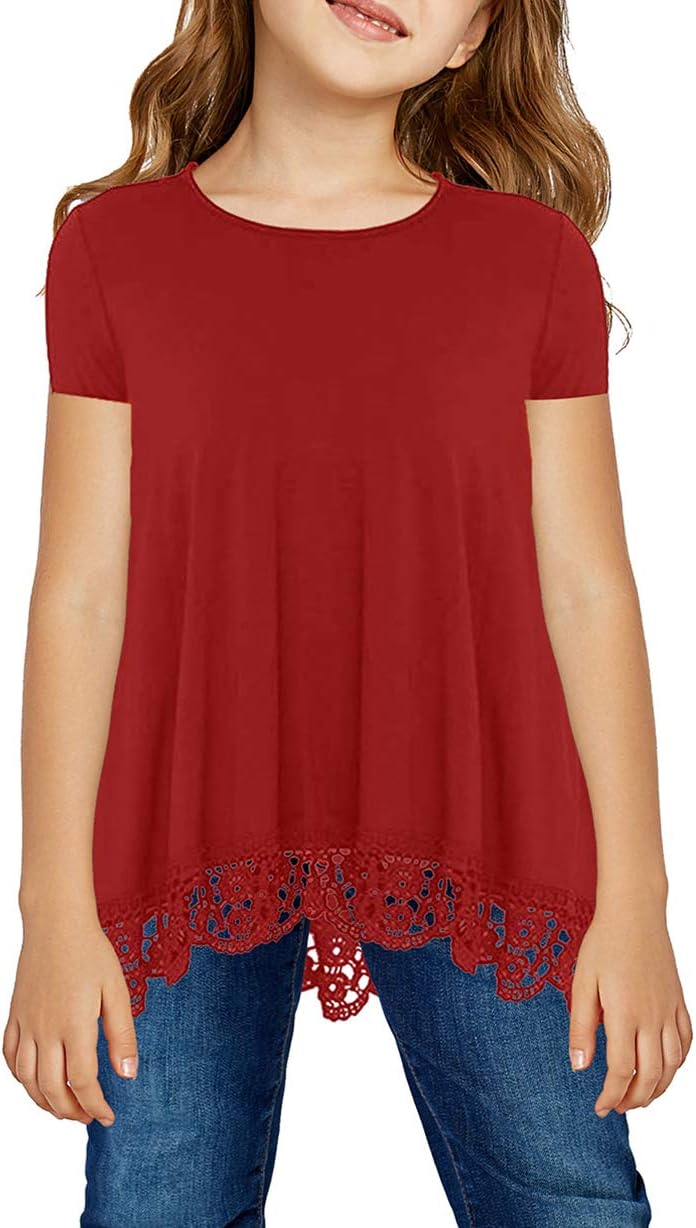 storeofbabyGirls Casual Tunic Tops Short Sleeve Loose Soft Blouse T-Shirt for 4-13 Years