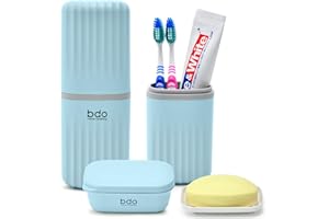 VITVITI Toothbrush Travel Case, Portable Travel Soap Container Dish Tray, Portable 7.88 inch Toothpaste Travel Toothbrush Holder with Cover for Trip/Bathroom/Camping(Blue)