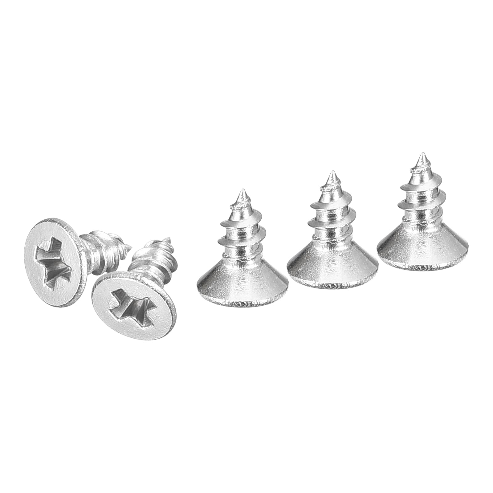 DTGN 200Pcs #4x1/4" Flat Head Wood Screws, 304 Stainless Steel Phillips Self Tapping Screws - Good for Woodworking, Furniture - Silver — image 1