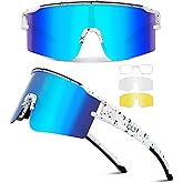 SPOSUNE Polarized Cycling Glasses with 3 Interchangeable Lenses for Women Men, TR90 Sports Sunglasses Running Baseball