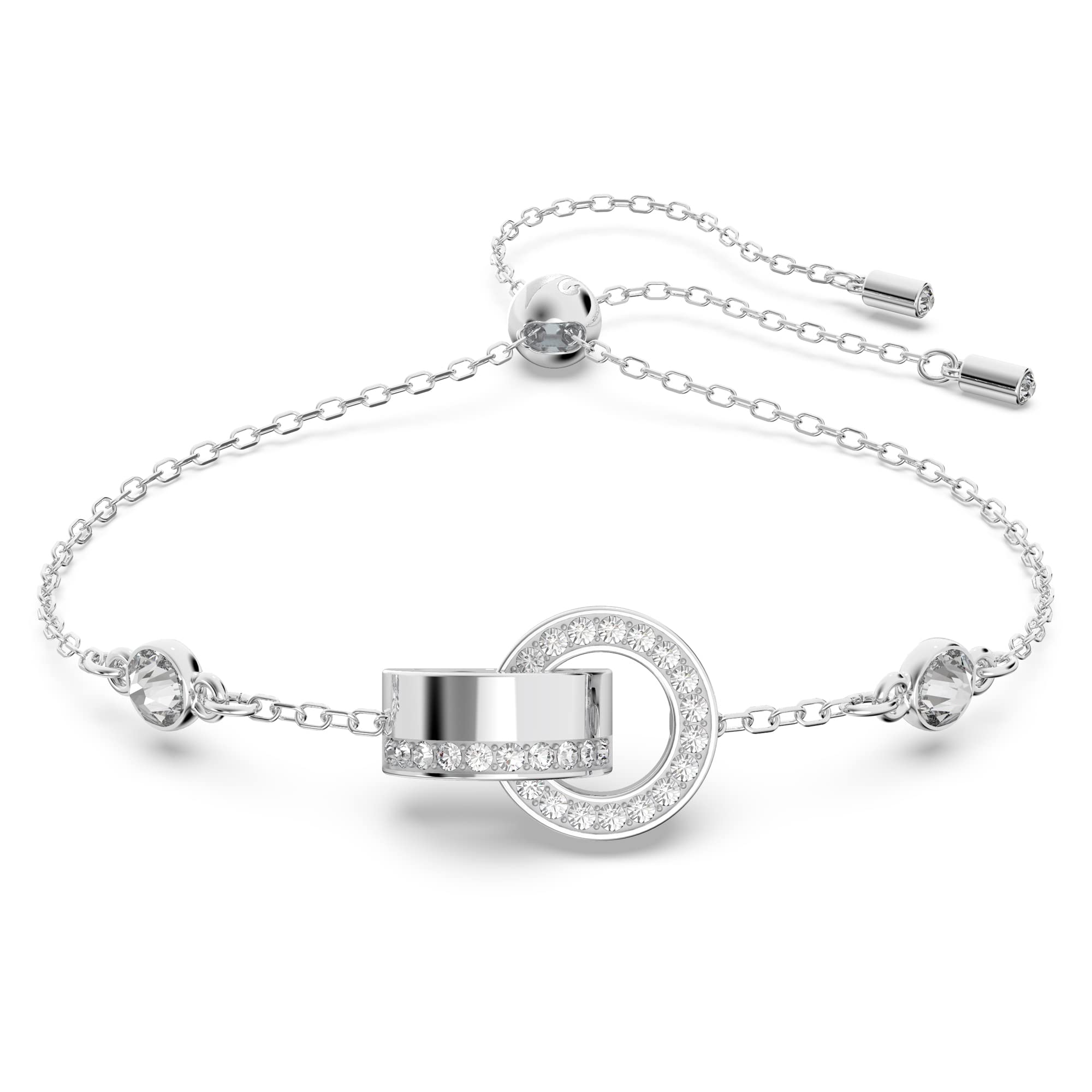 Swarovski Adjustable Bracelet, Pavé Crystals in a Rhodium Plated Setting, from the Hollow Collection, Size Medium