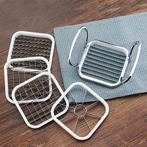 GuDoQi Multifunctional Vegetable Chopper Cutter Stainless Steel Fruit Slicer Apple Corer Divider with Ergonomic Anti-Slip Handle for Potato Onion Fruit Set of 5