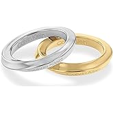 Calvin Klein Women's Stainless Steel and Gold Plated Stackable Rings: Sleek, Sculptural Elegance with a Feminine Twist