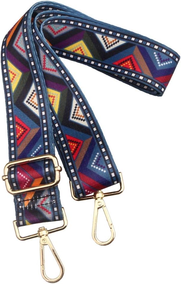 kuou 3.8cm Wide Shoulder Strap, Adjustable Multicolor Canvas Crossbody Strap Replacement Bag Strap with Metal Swivel Hooks