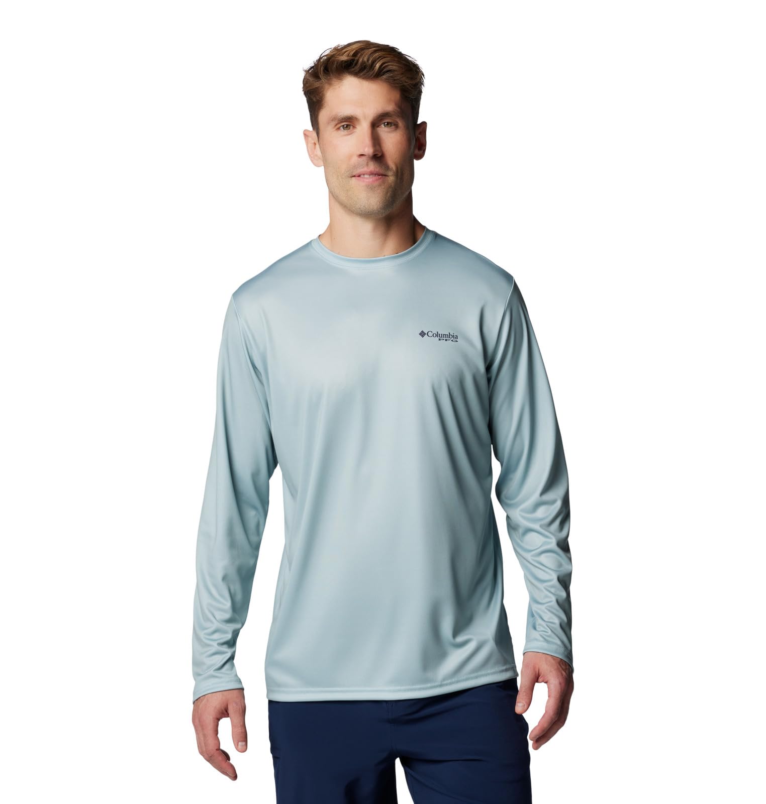 Columbia Men's Terminal Tackle PFG Fish Flag Long Sleeve, Crushed Blue/Faded Peach Trout + Flies, X-Small Image