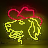Golden Retriever Neon Sign Cute Dog with Cowboy Hat LED Light Signs Retro LED Signs Red and Yellow Neon Sign for Bedroom Home Wall Decor Western Birthday Wedding Party Decorations Dog Lovers Gifts