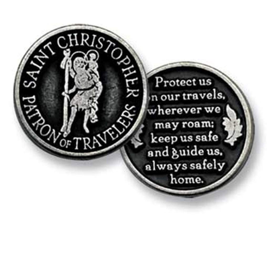 Cathedral Art Saint Christopher Traveler's Token, 1-Inch, Ungraded, Uncertified/Seller Graded, White, Sand