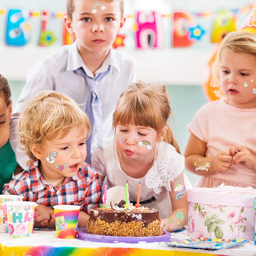 HOTFIT Tattoo Kinder, 20 Sheet Einhorn Kinder Tattoo Set kindertattoos Temporäre Tattoos für Kindergeburtstag Einhorn Party Nagelsticker + Ballon (Einhorn # 2)