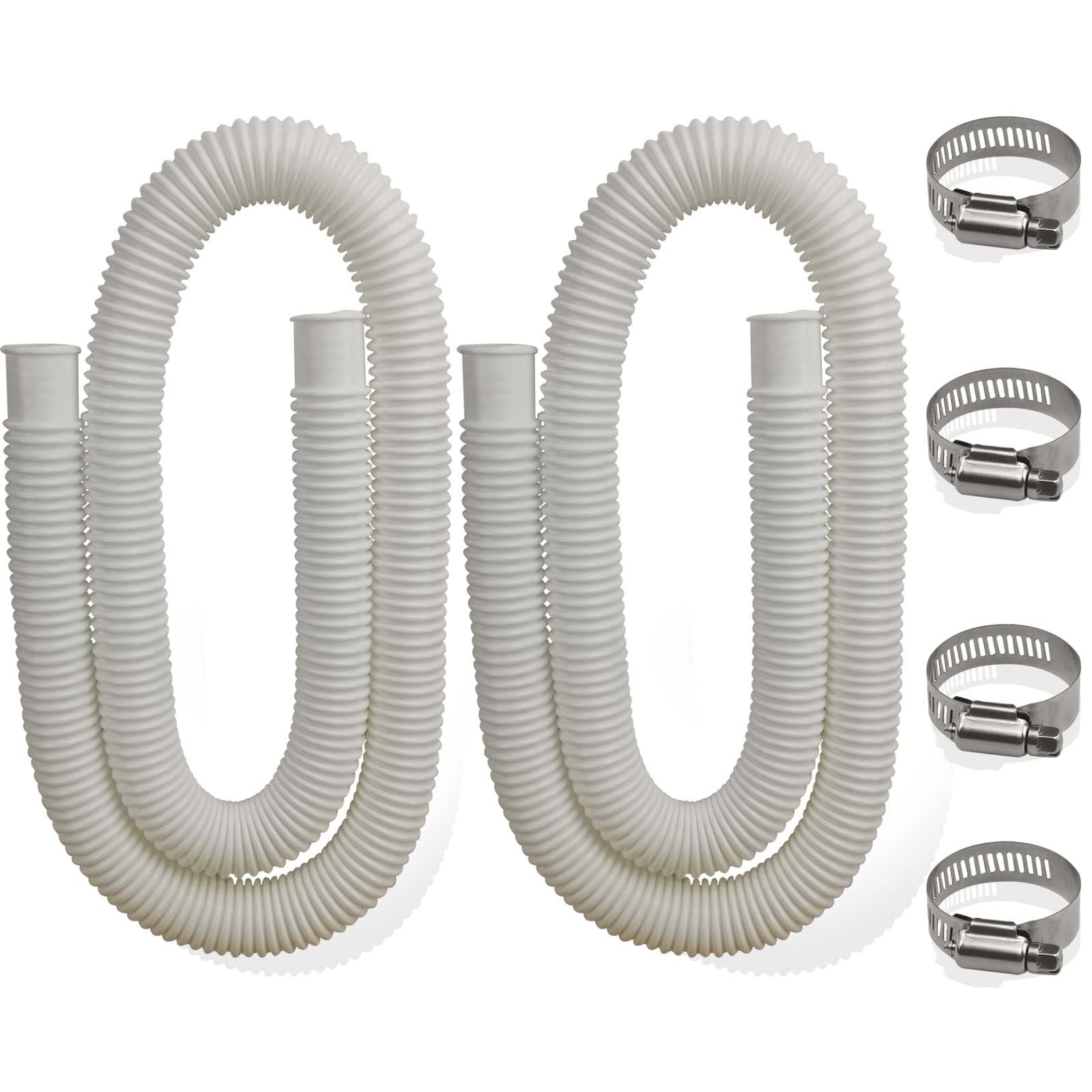 MEZYJIUCOM Swimming Pool Replacement Hose for All Above Ground Pools, 1.25'' Diameter Pool Pump Hose with Metal Clamp for Filter Pump or 1-1/4'' (32mm) Hoses - 59'' Long (2 Pack)