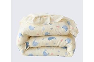 CLoucl 100% Cotton Muslin Crib Comforter/Quilt,Ultra Soft Cozy Reversible Baby Blanket,All Season Toddler Blankets for Boys and Girls, Machine Washable,41"x48"