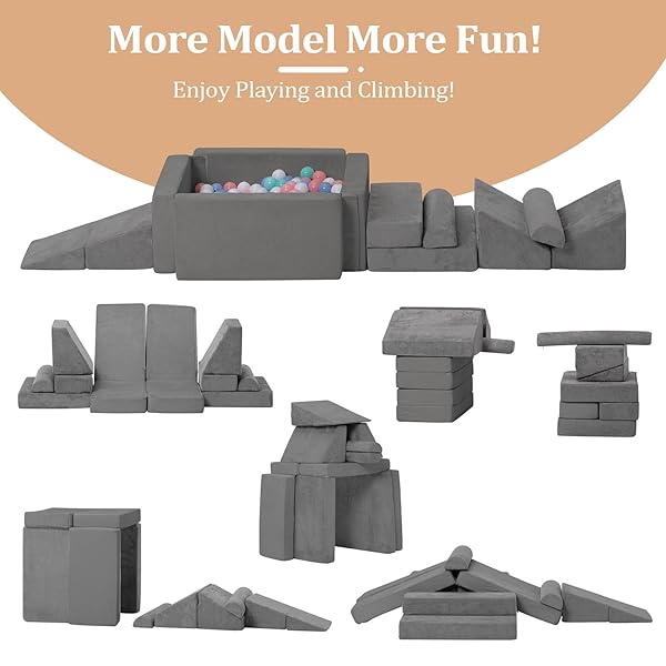 LOAOL MODULAR KIDS PLAY COUCH, KIDS COUCH FOR PLAYROOM, CONVERTIBLE FOAM CLIMBING SOFA FOR TODDLERS, FOAM CLIMBING BLOCKS FOR BOYS AND GIRLS