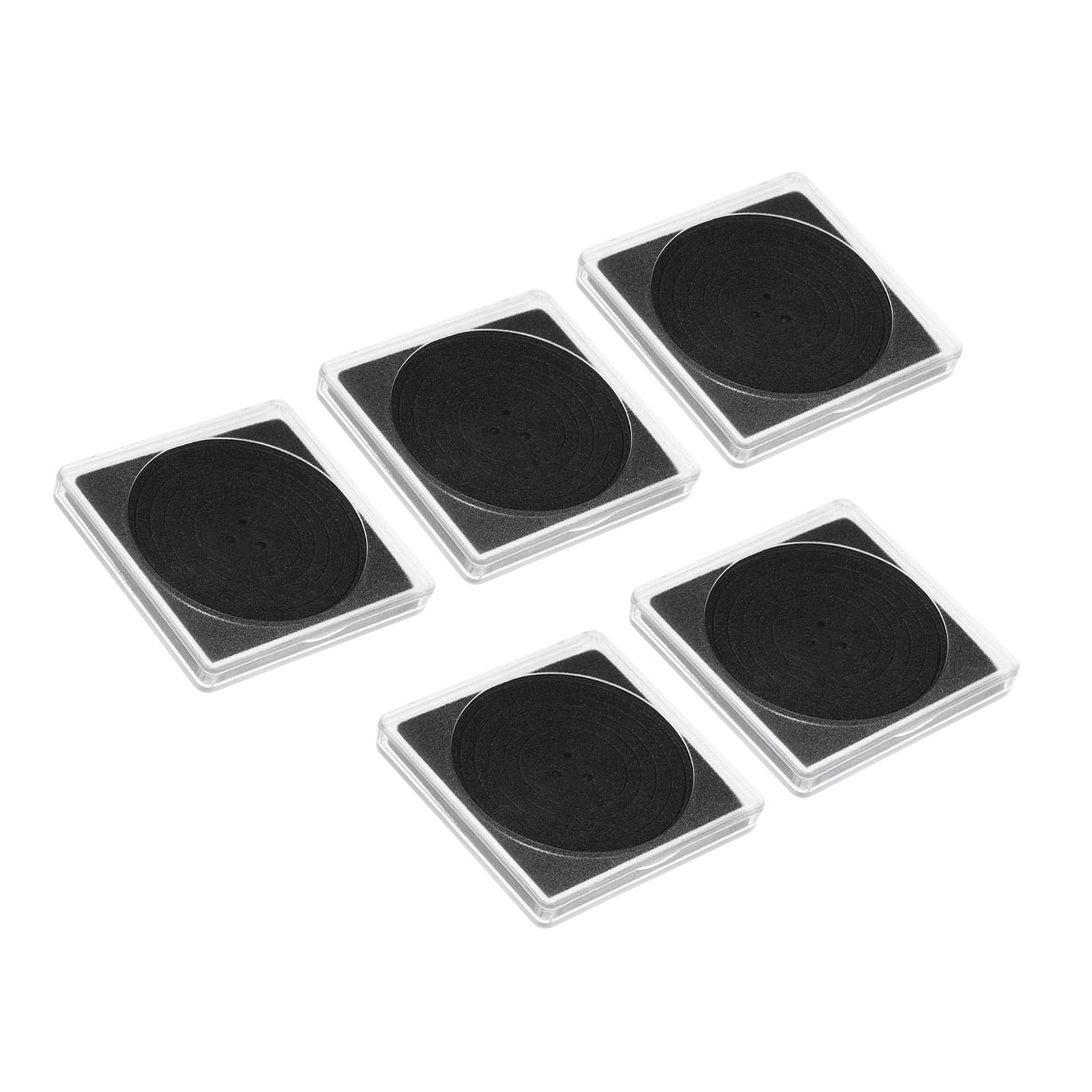 PATIKIL Coin Snap Holder, 5 Pack Coin Collection Case Square with Foam Gasket Coins Display Box Fit 18/23/28/33/38mm Coins for Collector Collection Supplies, Clear Black