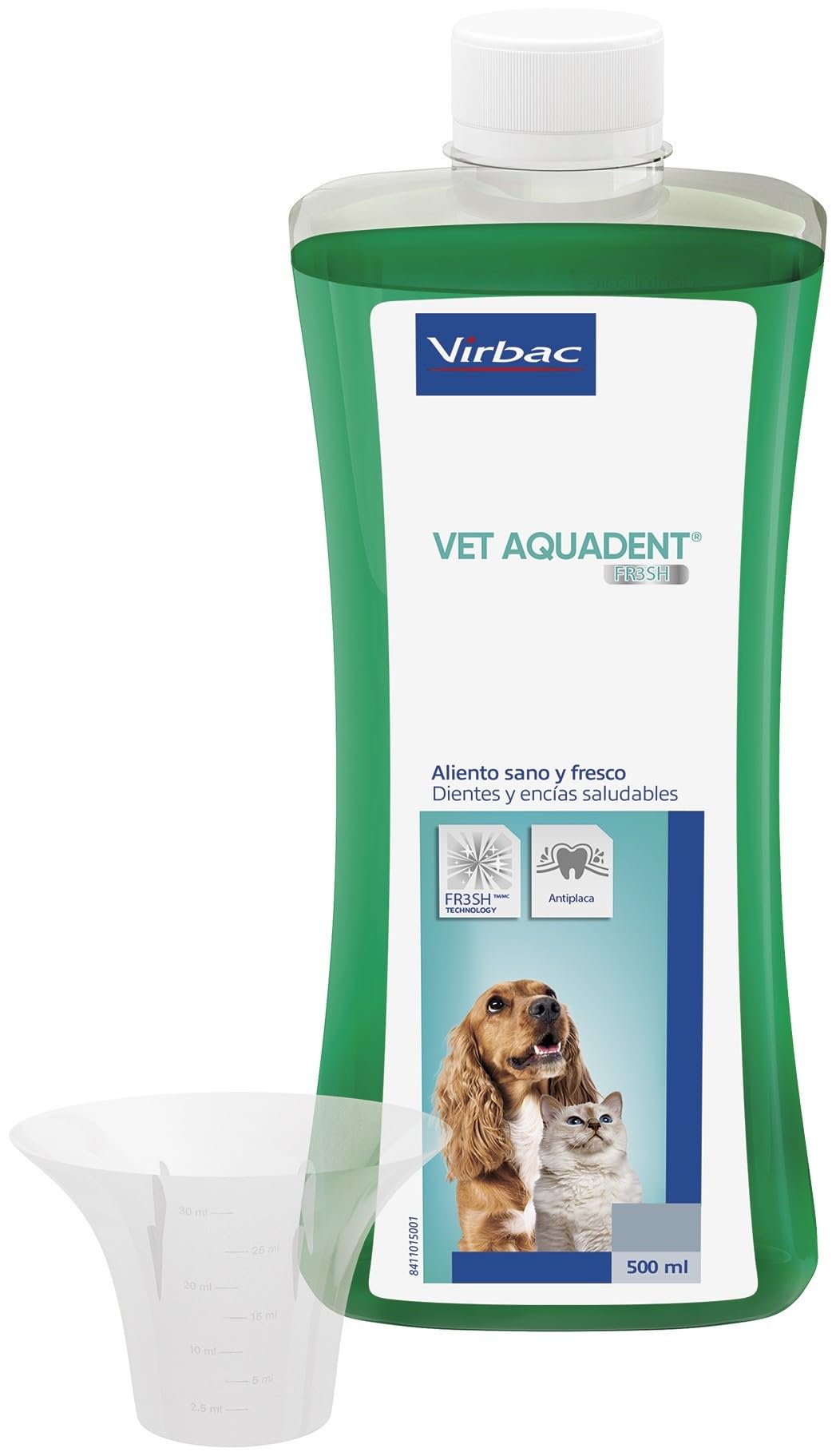 Virbac Vet Aquadent Anti-Plaque Solution for Cat and Dog, 500 ml, Liquid, Flavourless, Pet Dental Care Solution