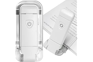 EGWASER Portable USB Rechargeable LED Clip-on Book Light for Eye-Protection, 3 Brightness Adjustable Dimmable Bookmark Light for Reading in Bed (White)