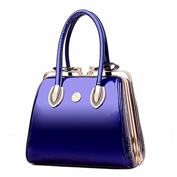 GQFGYYL Neuer Lack - Handtasche, Atmosphäre, Mode, Retro, Kleine Tasche, Helles Brot,Blau