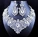 Janefashions Stunning Clear Austrian Rhinestone Crystal Necklace Earrings Set N12187 Silver