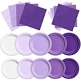 CMUSKO Lavender Party Supplies-60Pcs Purple Plates and Napkins Kit Gradient Light Purple Tableware for Birthday,Baby Shower,Wedding