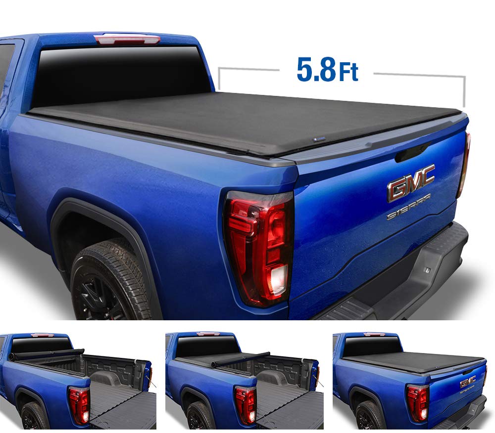Tyger Auto T1 Roll Up Truck Tonneau Cover TG-BC1C9006 Works with 2014-2019 Chevy Silverado/GMC Sierra 1500 | Fleetside 5.8' Bed | for Models Without Utility Track System