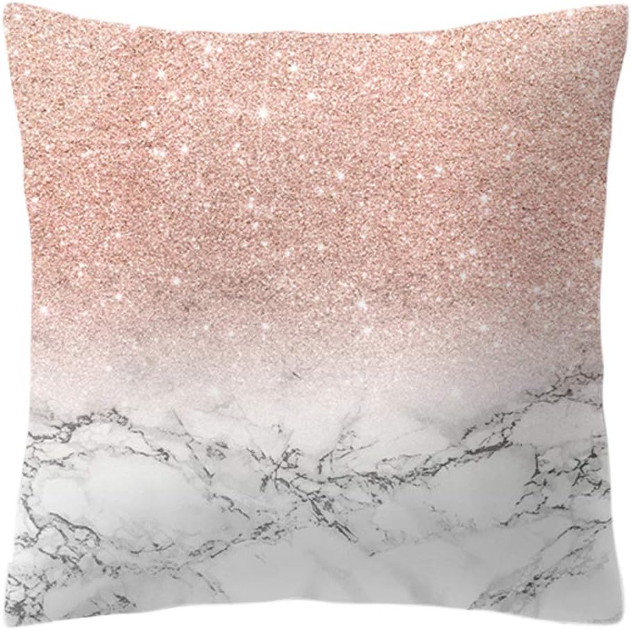 CUIGU Pillow Case Rose Gold Geometric Pineapple Glitter Cushion Cover One Side Printed, 45X45CM