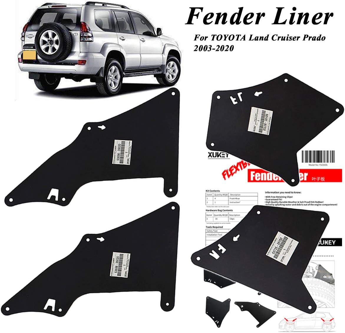 Splash Guards Mud Flaps for 4Runner N210 N280 20032020 FJ