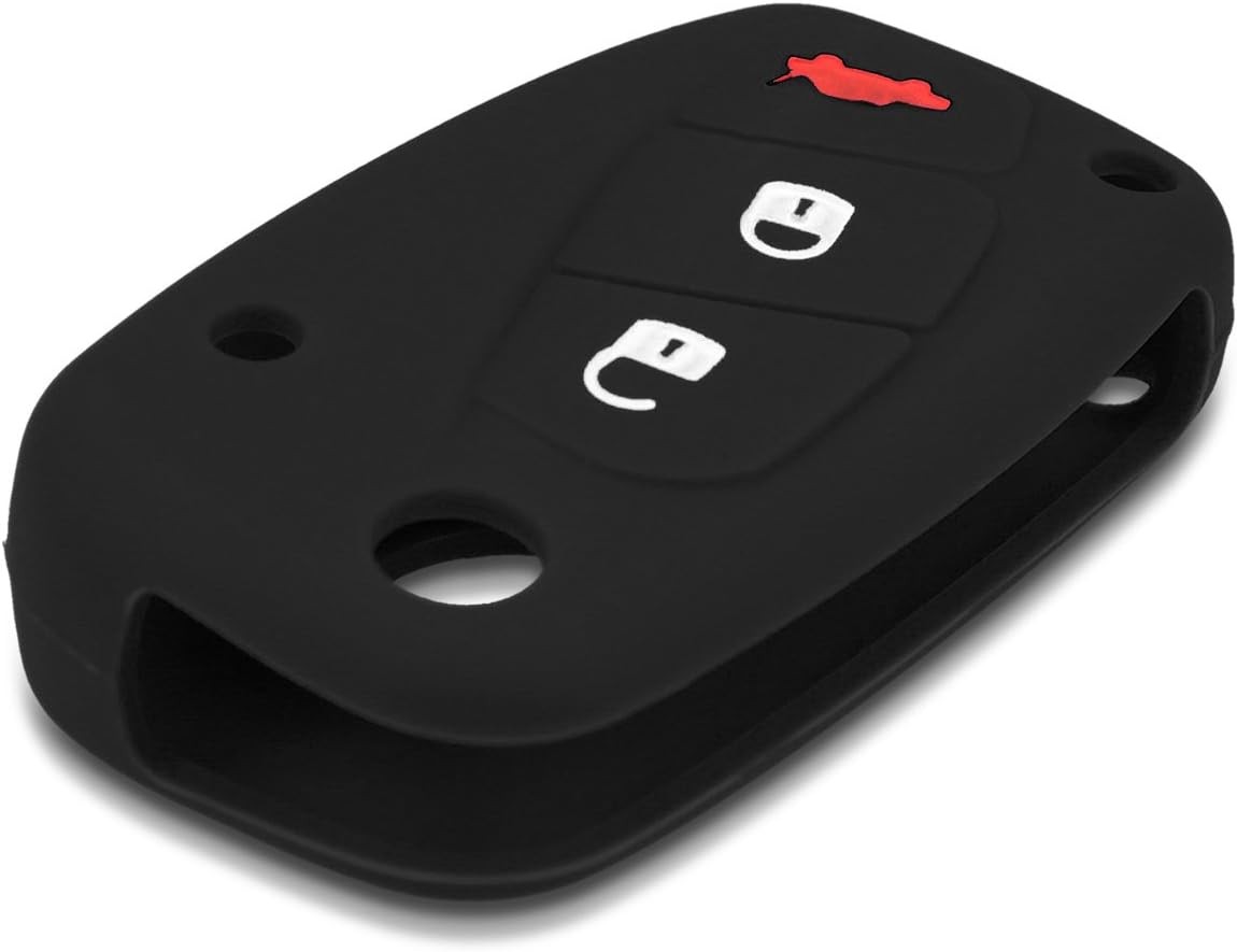 kwmobile Key Cover Compatible with Fiat Lancia 3 Button Car Key - Soft Silicone Car Key Fob Holder Protector Case - Black - Image 4