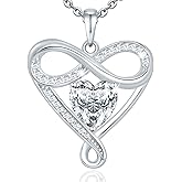 Yuelove 925 Sterling Silver Infinity Necklace - Exquisite Silver Jewelry for Women, Love Heart Necklace for Birthday, Anniversary, Valentine’s Day - Ideal Gift for Girlfriend, Wife, Mom, or Her