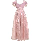 Vibsion Regency Dresses for Women Luxurious Embroidery Lace Empire Waist Victorian Dress