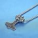 LineAve Men's Stainless Steel Large Wolf Viking Thor's Hammer Pendant Necklace, 23