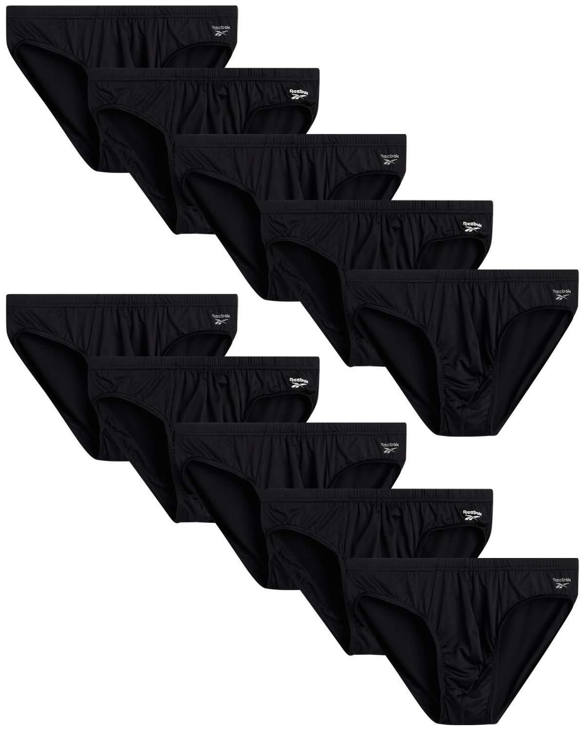 Photo 1 of Reebok Men's Underwear - 10 Pack Ultra Soft Stretch Performance Low Rise Mens Briefs - Quick Dry Mens Underwear Briefs (S-XL), Size X-Large, All Black