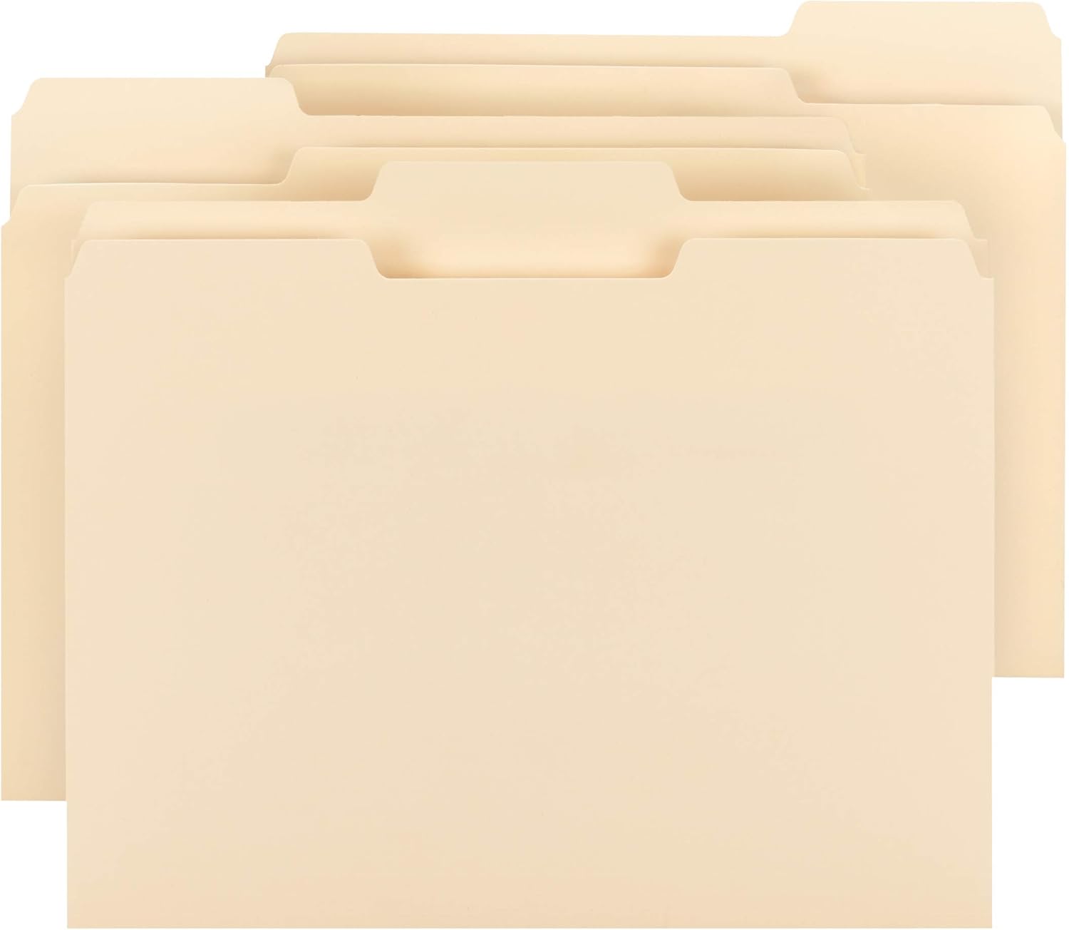 Basics 1/3-Cut Tab, Assorted Positions File Folders, Letter Size, Manila - Pack of 100 : Office Products
