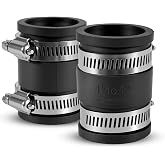DLYYPLUS 2 Pcs 1 IN Flexible PVC Pipe Coupling with Stainless Steel Clamps Fit 1 IN Nominal Pipes, Couplers for Plastic and Copper Pipe Plumbing Connections, Drain Repair, Dust Hose