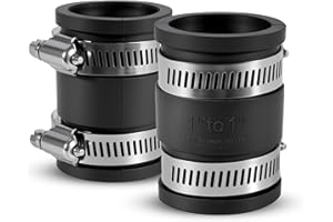 DLYYPLUS 2 Pcs 1 in Flexible PVC Pipe Coupling with Stainless Steel Clamps Fit 1 in Nominal Pipes, Couplers for Plastic and C