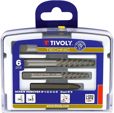 Tivoly Damaged Screw Extractor Set 5 HCS + 1 X-Out N2 M4–M18 Screws Studs