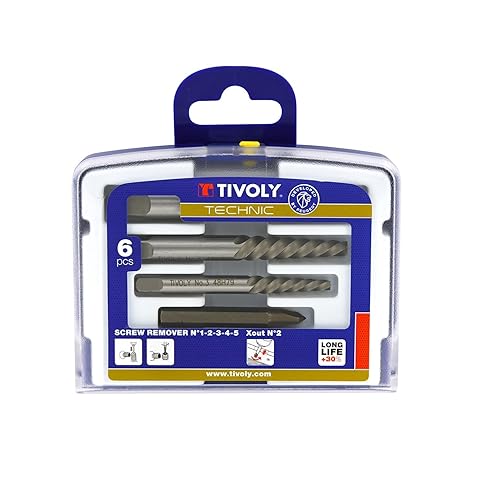 TIVOLY - Damaged Screw Extractor Set - 5 HCS Extractors: N1-N2-N3-N4-N5 + 1 X-Out N2 - For Extraction of M4 to M18 Screws and Studs