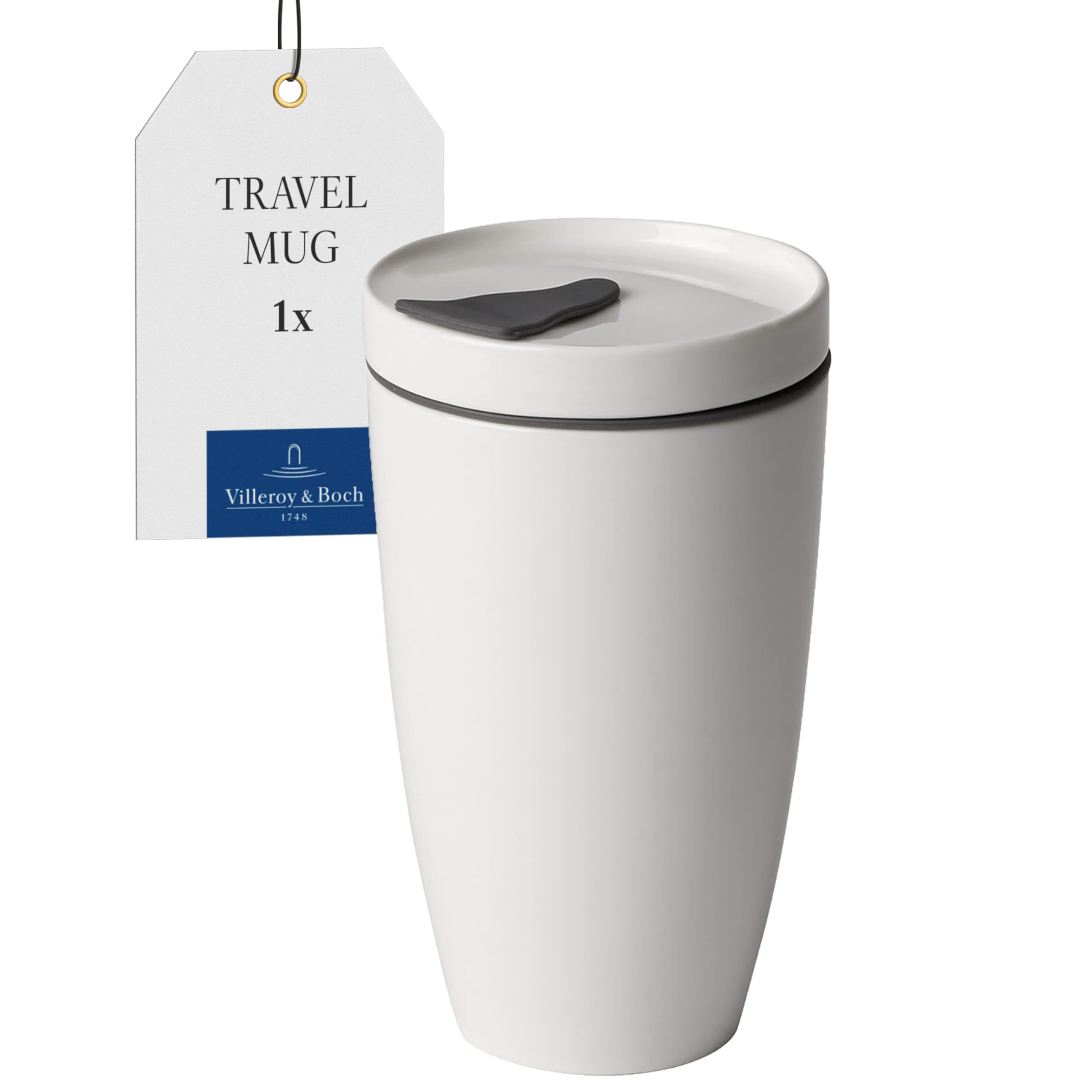 Villeroy & Boch To Go Coffee Becher 350 ml measured brimful, Premium Porcelain/Silicon,White,1 Count (Pack of 1) 15 cm — image 1