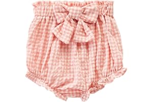 RUKOSU Toddler Baby Girls Plaid Bloomers High Waist Ruffle Bow Tie Diaper Cover Loose Harem Shorts