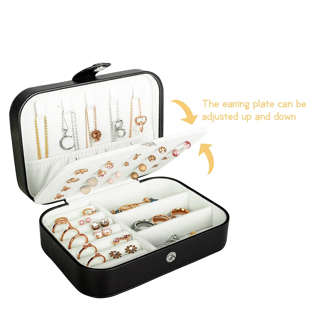 Hatori Travel Jewelry Box, PU Leather Small Jewelry Organizer for Women Girls, Portable Mini Travel Case Display Storage Holder Boxes for Stud Earrings, Rings, Necklaces, Bracelets.