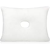 Impresa Firm Memory Foam Pillow with Ear Hole - 14 x 19 in, White Side Sleeper Pillow Support & Ear Pressure Relief - Includes 2 Washable Cases