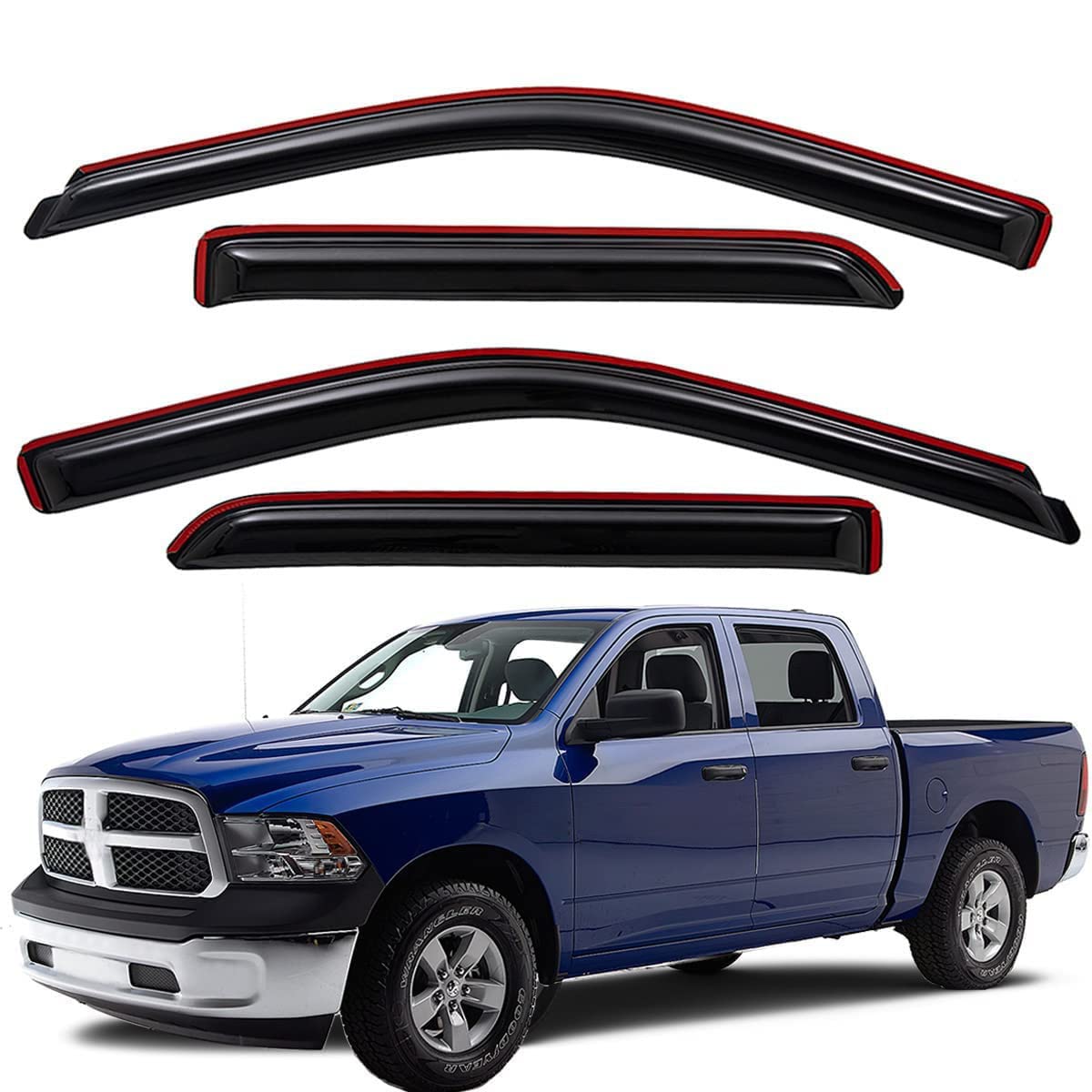 Geartronics In-Channel Window Visors – Dodge Ram 1500 1994-2001, Smoked Tint, 4pc