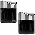 Mind Reader Mini Countertop Trash Can, Set of 2, 1.5L(0.40 gal) Waste Paper Basket, Office, L x 4.75" W x 6.25" H, Black