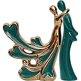 Kelendle Ceramic Lover Embrace Couple Figurine Lady Man Lovers Statue Abstract Sculpture Romantic Metal Ornament Couple Figurine Wedding Gift Home Living Room Office Desktop Shelf Decor