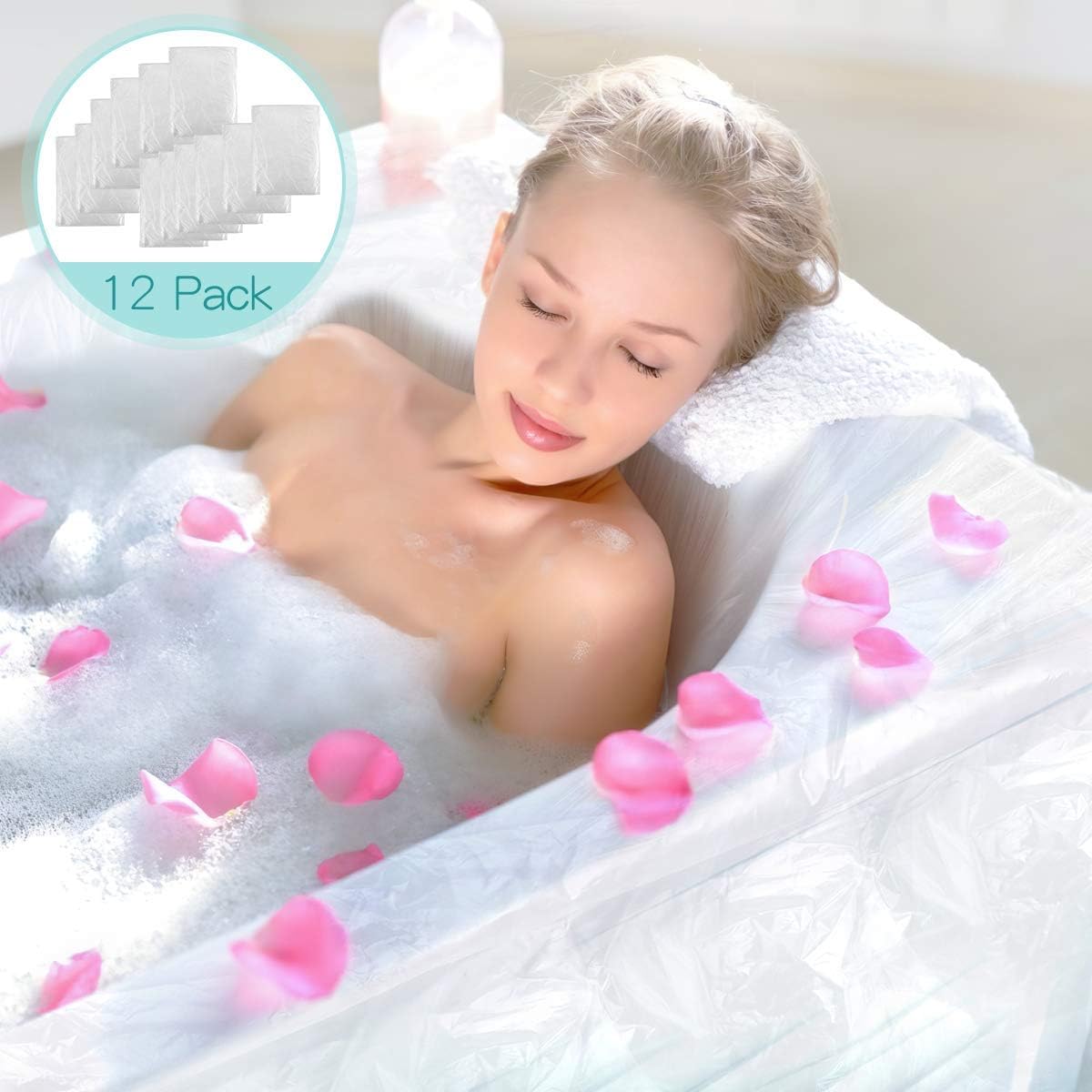 AGPTEK 12 Pack Disposable Bathtub Cover Liner, Large Bathtub Liner Plastic Bag for Salon, Household and Hotel Bath Tubs (102 x47 Inch): Home & Kitchen