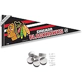 Chicago Blackhawks Pennant Flag and Wall Tack Pads Mounts