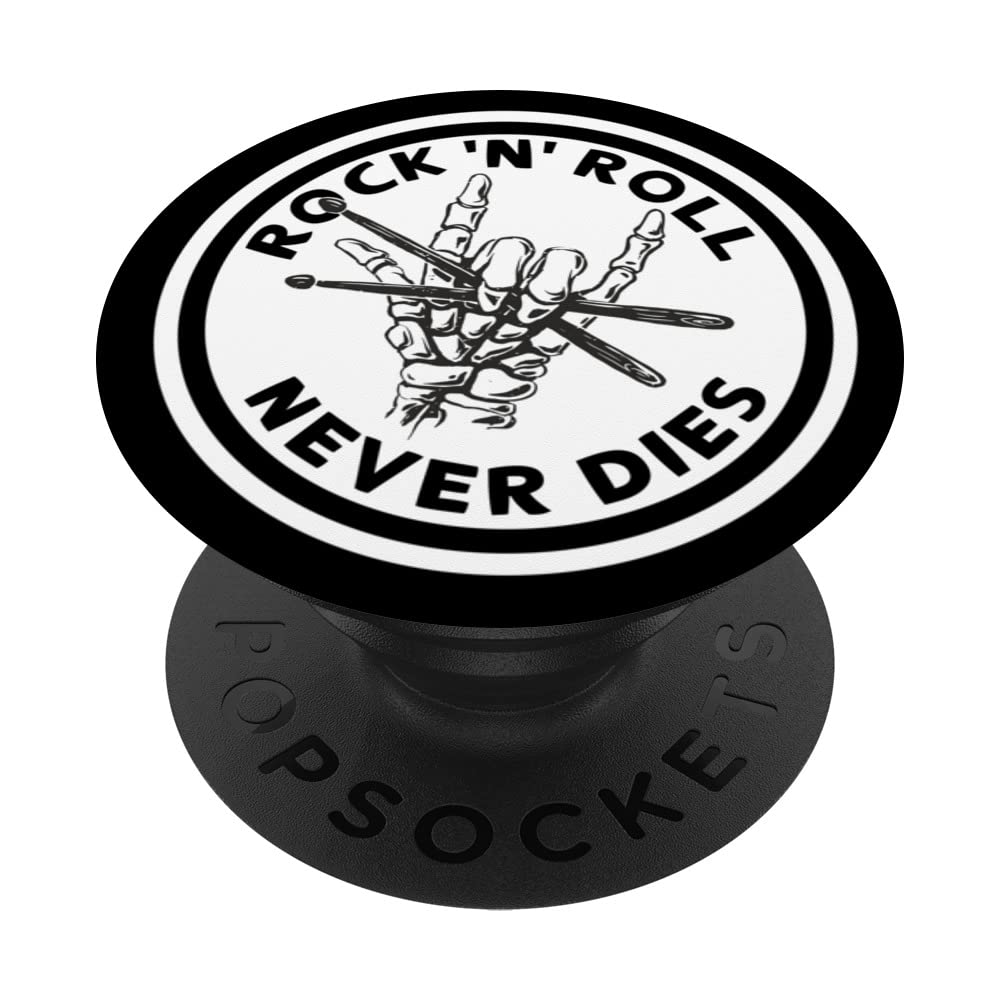 Rock N Roll Never Dies Rock and Roll skeleton music PopSockets Swappable PopGrip