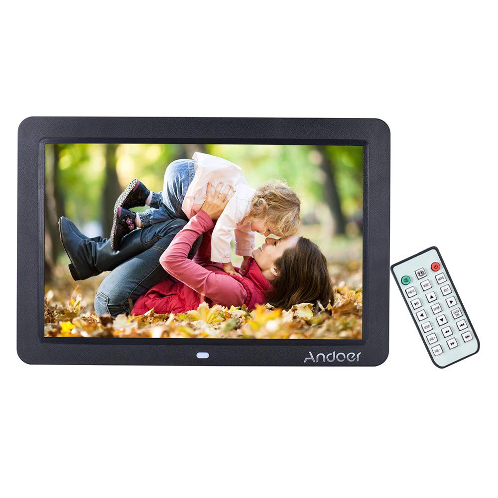 Andoer Digital Photo Frame 12 Inch Wide Screen IPS Display 1280*800 16:9 High Resolution Electronic Picture Album Frames with Remote Control Support USB and SD card Video Player Calendar Clock