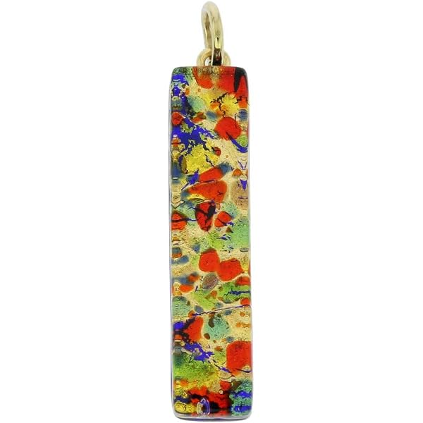 Glass Of Venice Murano Glass Pendant - Aqua Gold Rectangular Venetian Reflections, Handmade In Italy - View #6