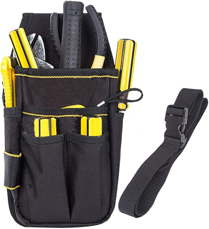 BAIGIO Tool Pouch Canvas Small Pocket Tool Bag with Adjustable Nylon