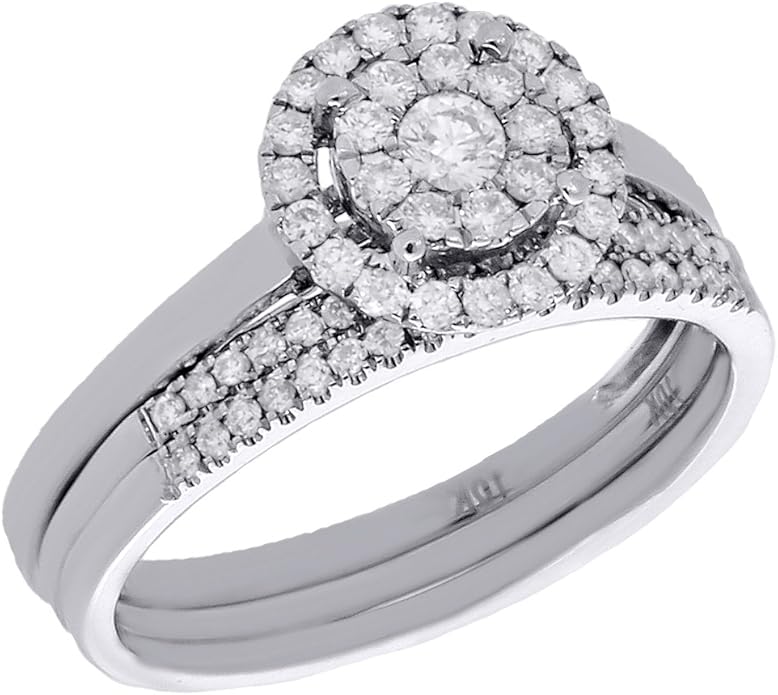 Jewelry For Less ATL Anillo de Compromiso de Oro Blanco de 10 Quilates