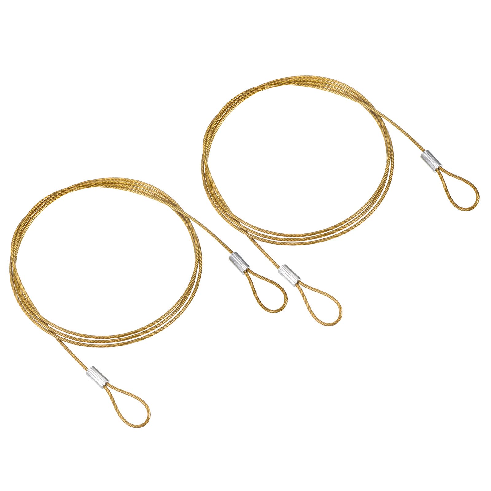 PATIKIL 3.3Ft Safety Cable Lock, 2 Pack Stainless Steel 1.5mm Dia Security Wire Rope with Double Loop for Stage Lighting Luggage Lock Yellow — image 1